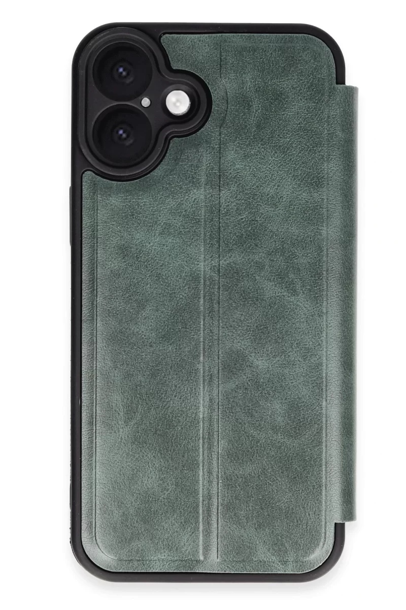 Newface Apple iPhone 16 Plus Kılıf Flip Cover - Koyu Yeşil