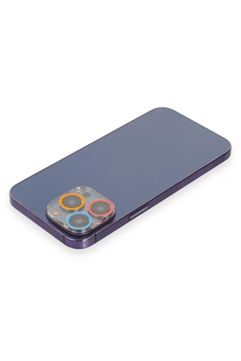 Newface Apple iPhone 12 Pro Renkli Kamera Lens Koruma Cam - Pembe-Mavi
