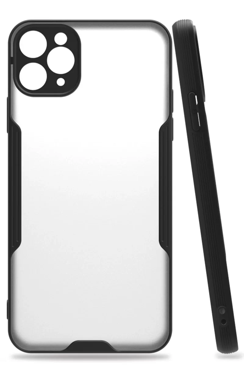 Newface Apple iPhone 11 Pro Max Kılıf Platin Silikon - Siyah