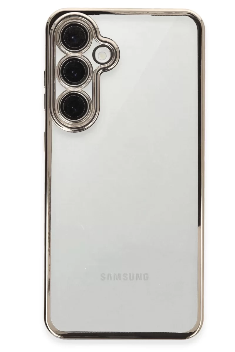 Newface Samsung Galaxy S24 FE Kılıf Razer Lensli Silikon - Titanyum Gri