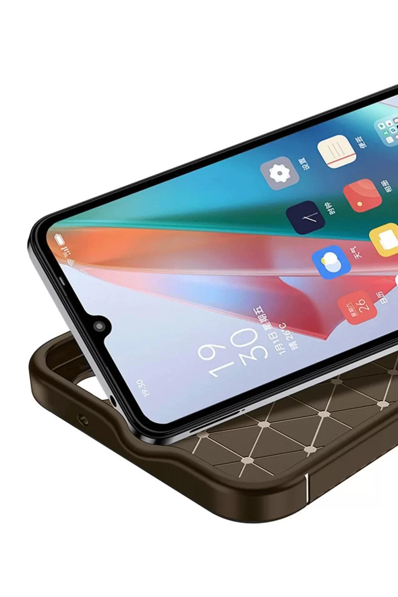 Newface Oppo A60 Kılıf Auto Focus Karbon Kapak - Kahverengi