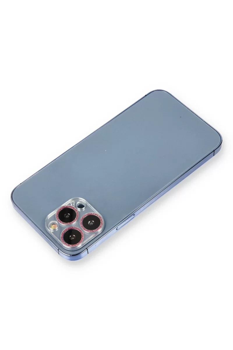 Newface Apple iPhone 12 Pro Shine Kamera Lens Koruma Cam - Pembe