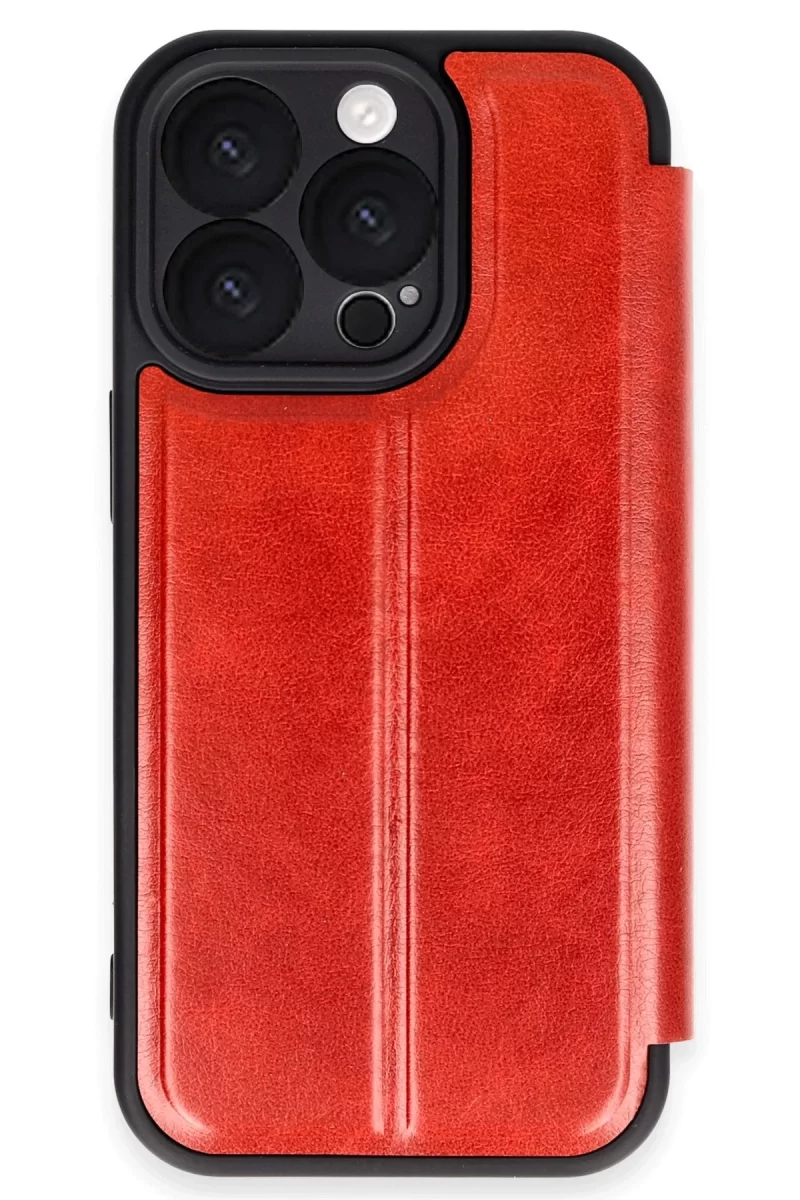 Newface Apple iPhone 16 Pro Kılıf Flip Cover - Kırmızı