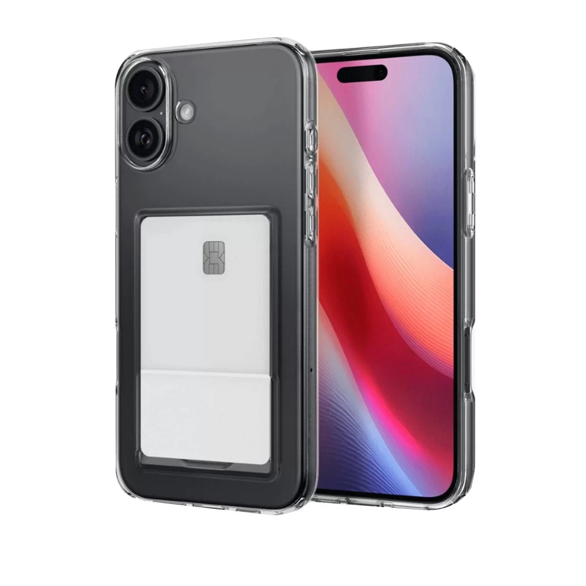 Newface Apple iPhone 16 Plus Kılıf Kart Şeffaf Silikon - Şeffaf