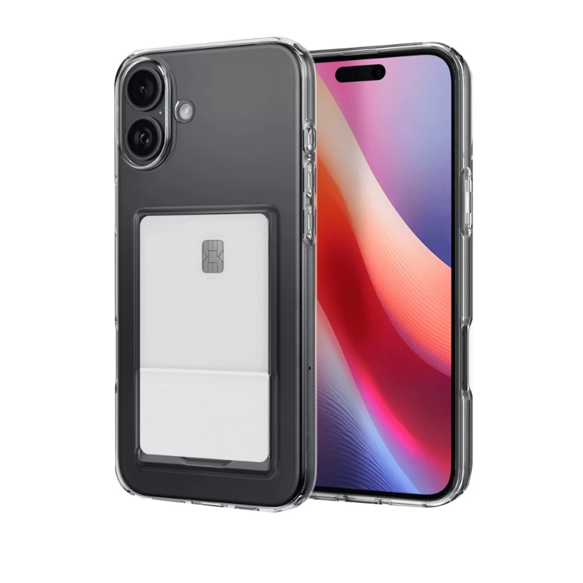 Newface Apple iPhone 16 Plus Kılıf Kart Şeffaf Silikon - Şeffaf