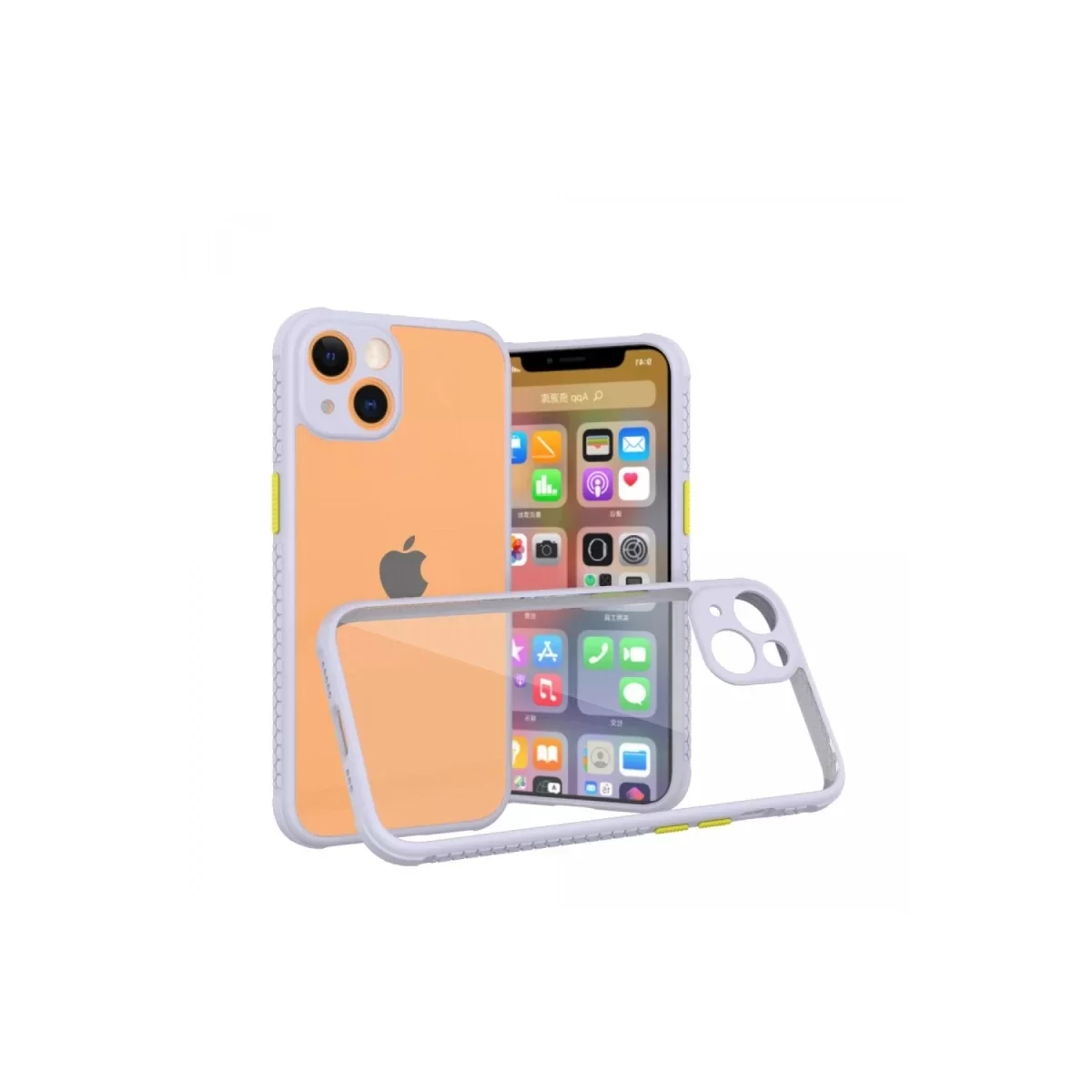 Newface Apple iPhone 13 Mini Kılıf Miami Şeffaf Silikon - Lila