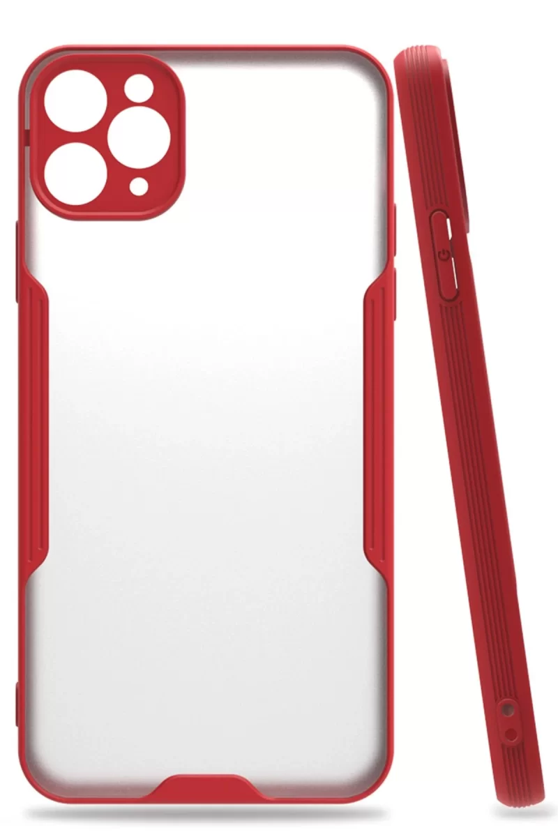 Newface Apple iPhone 11 Pro Max Kılıf Platin Silikon - Kırmızı