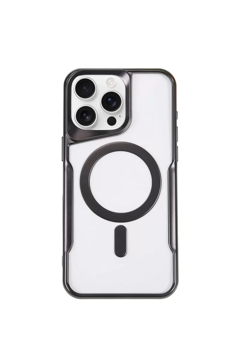 Newface Apple iPhone 15 Pro Max Kılıf Boyi Magsafe Silikon Kapak - Siyah
