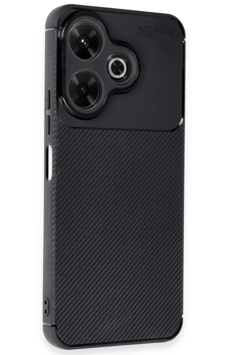 Newface Xiaomi Redmi 13 4G Kılıf Auto Focus Karbon Kapak - Siyah