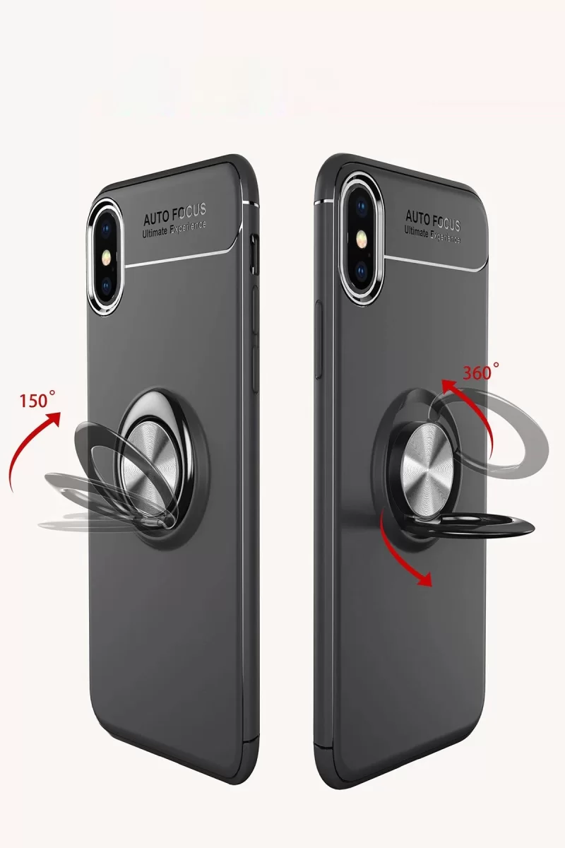 Newface Apple iPhone XS Max Kılıf Range Yüzüklü Silikon - Mavi