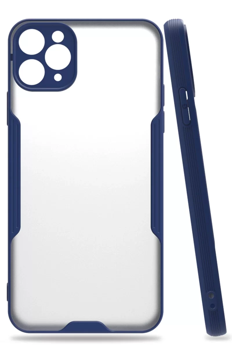Newface Apple iPhone 11 Pro Max Kılıf Platin Silikon - Lacivert