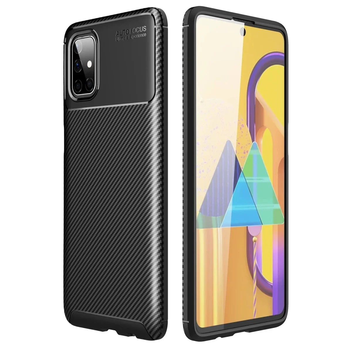 Newface Samsung Galaxy M51 Kılıf Auto Focus Karbon Kapak - Siyah