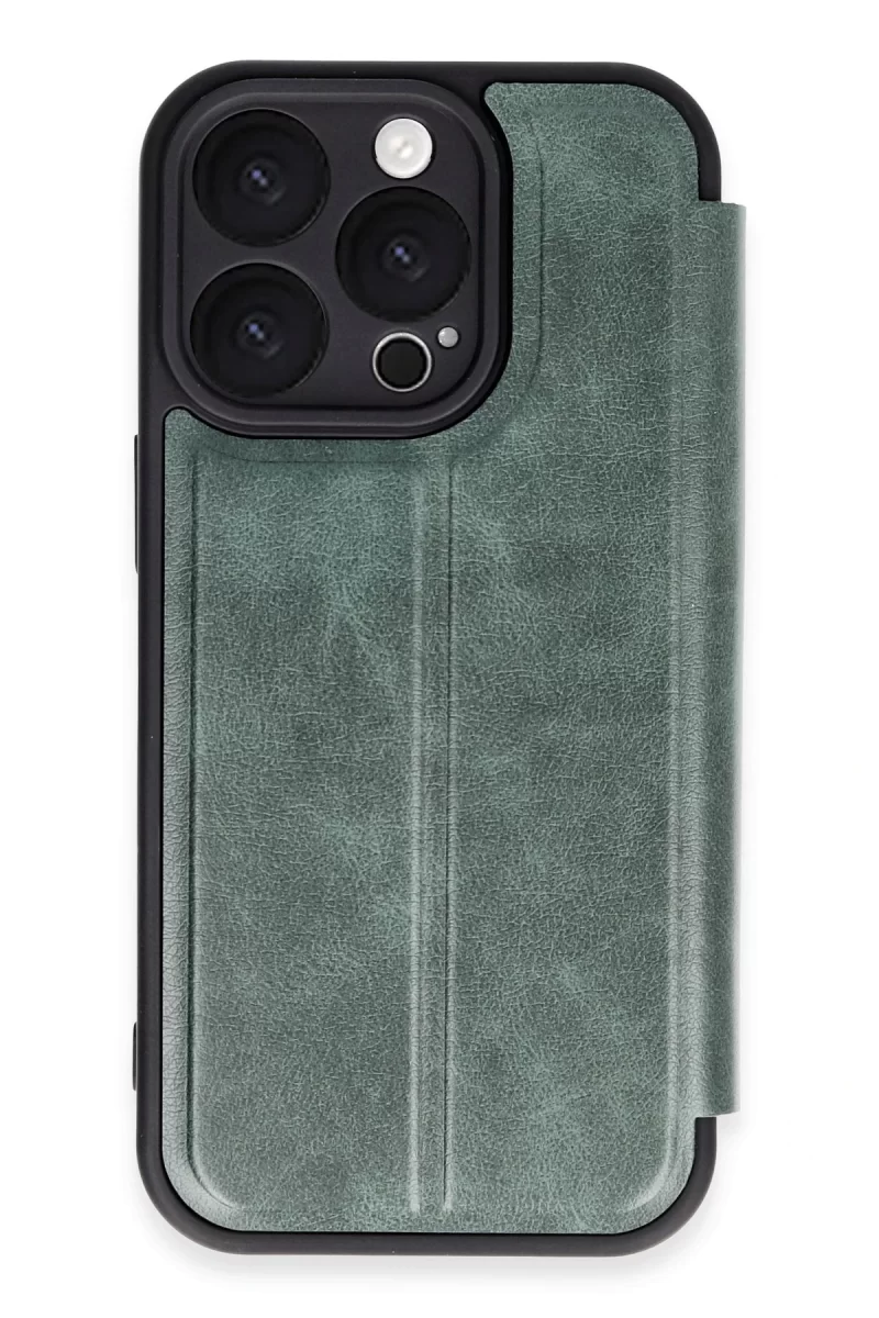 Newface Apple iPhone 16 Pro Max Kılıf Flip Cover - Koyu Yeşil