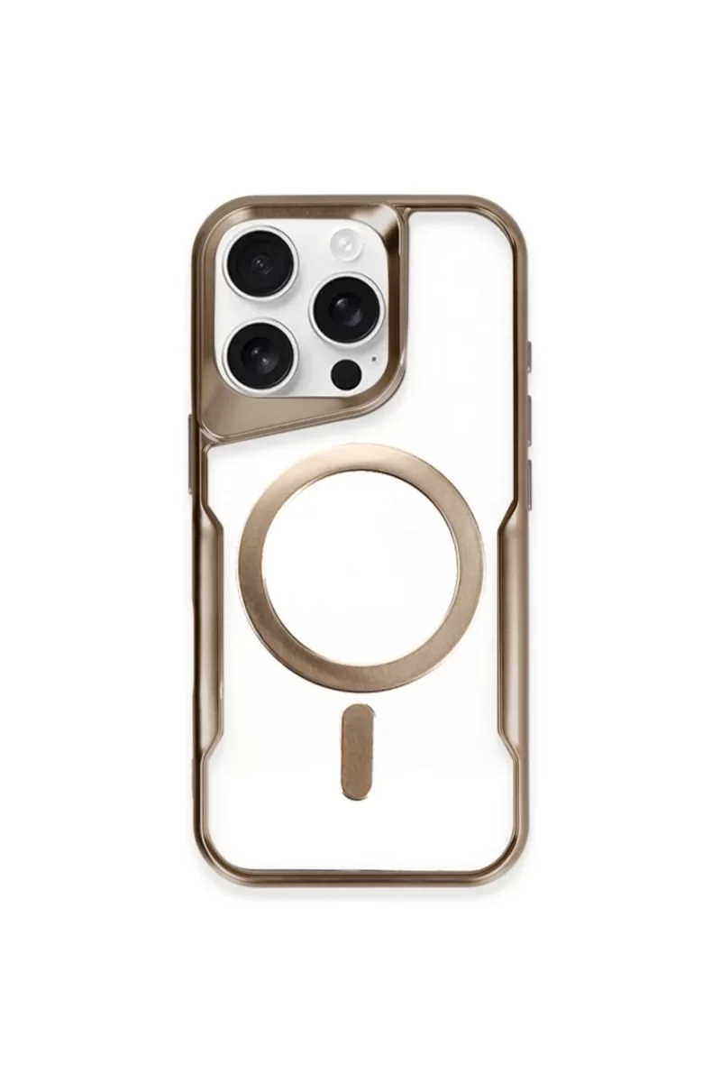 Newface Apple iPhone 15 Pro Max Kılıf Boyi Magsafe Silikon Kapak - Kahverengi
