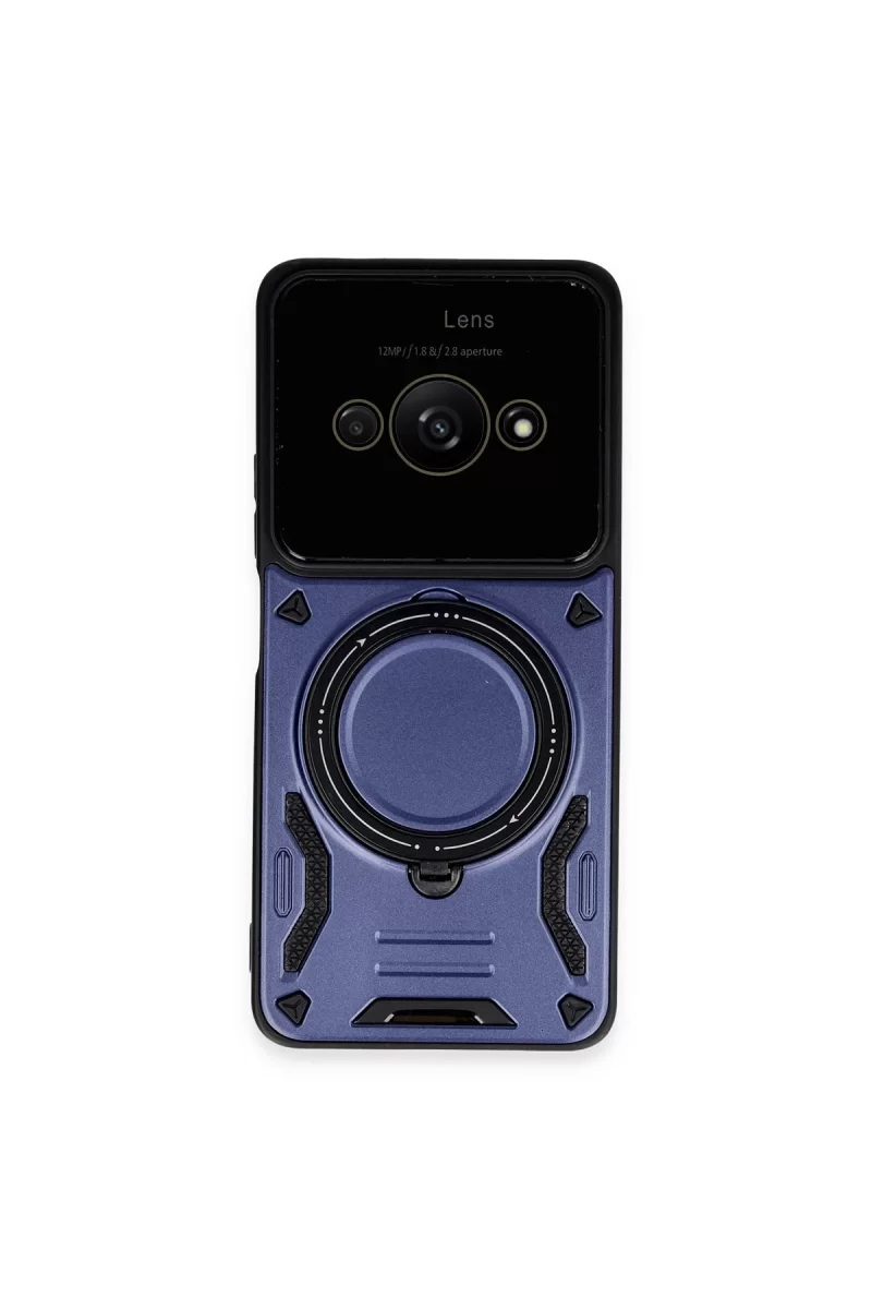 Newface Xiaomi Poco C61 Kılıf Joy Lens Standlı Kapak - Lacivert