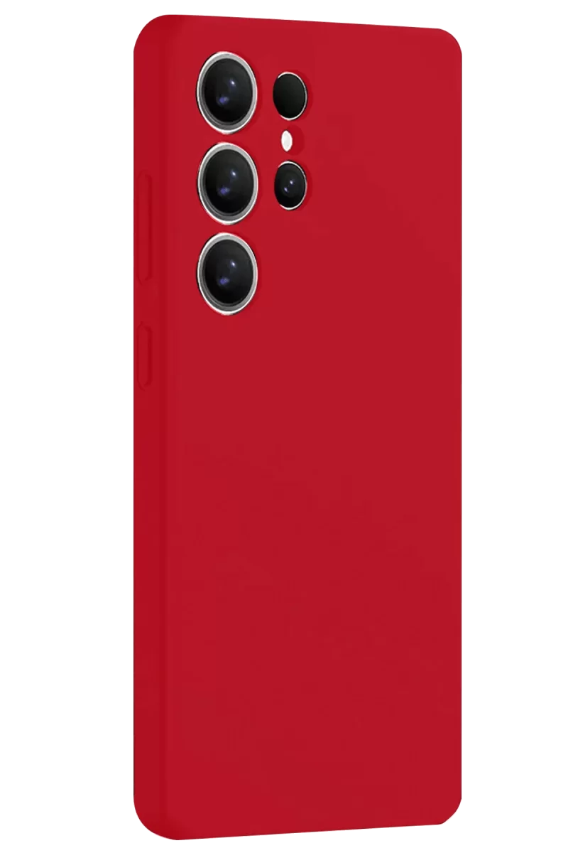 Newface Samsung Galaxy S25 Ultra Kılıf Nano içi Kadife Silikon - Kırmızı