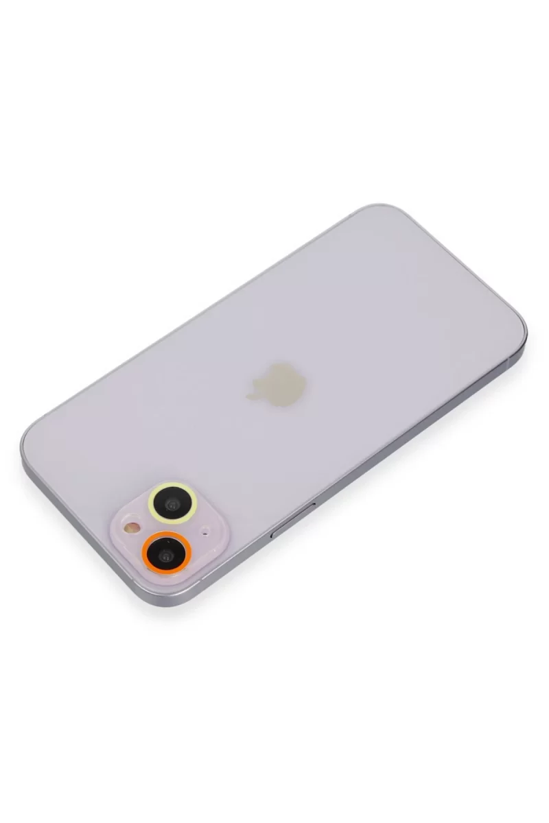 Newface Apple iPhone 13 Renkli Kamera Lens Koruma Cam - Sarı-Turuncu