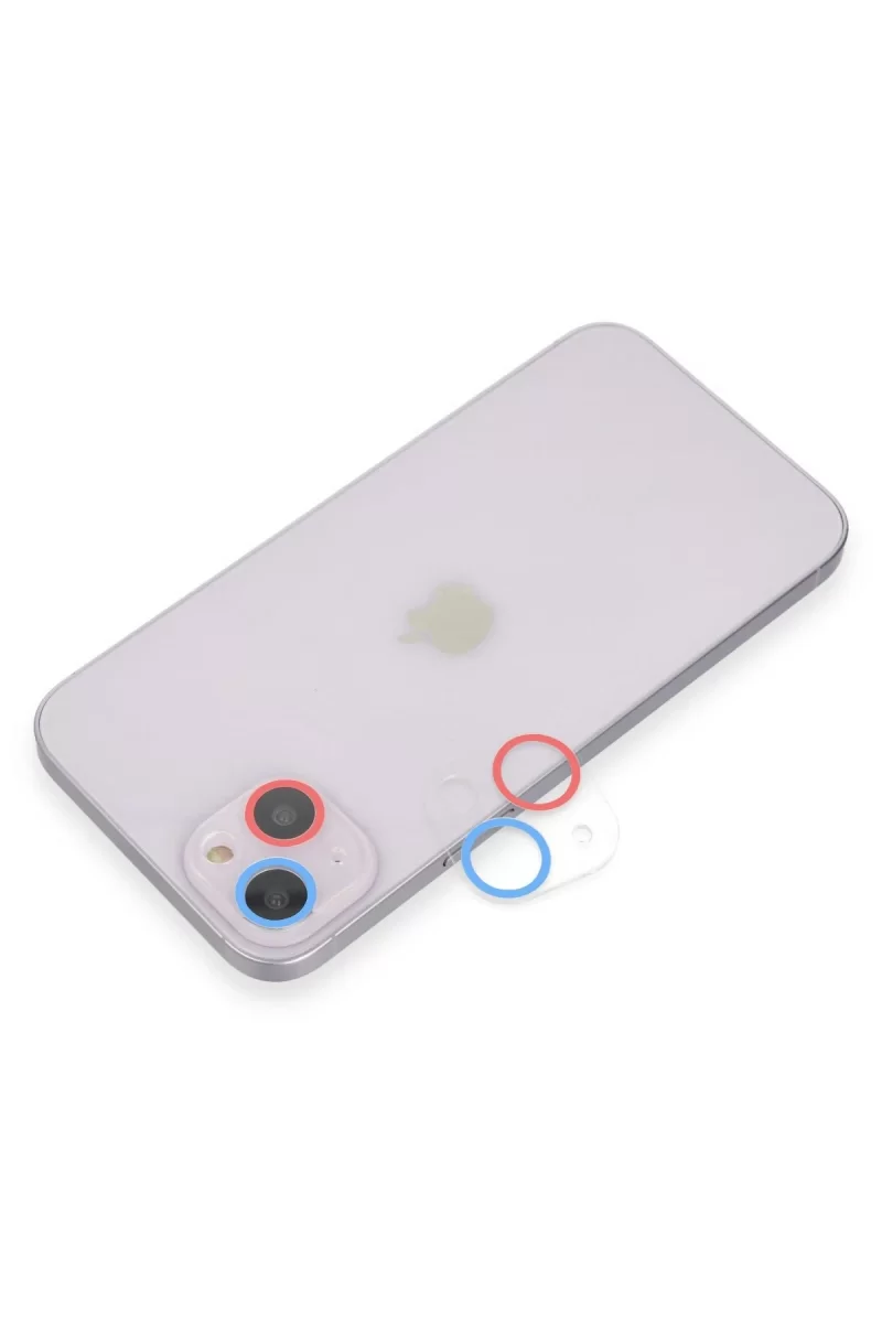 Newface Apple iPhone 13 Renkli Kamera Lens Koruma Cam - Pembe-Mavi