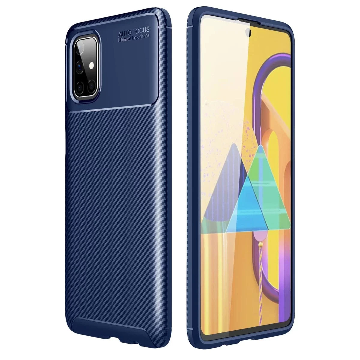 Newface Samsung Galaxy M51 Kılıf Auto Focus Karbon Kapak - Lacivert