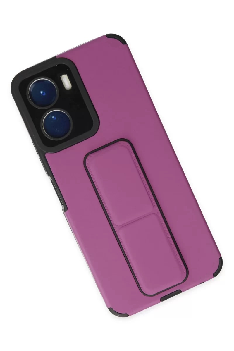 Newface Vivo Y16 Kılıf Mega Standlı Silikon - Mor