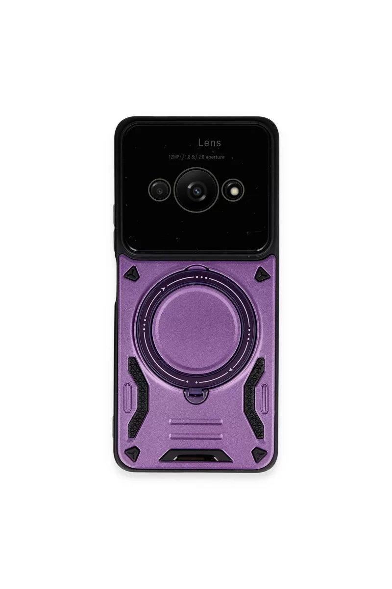 Newface Xiaomi Poco C61 Kılıf Joy Lens Standlı Kapak - Mor