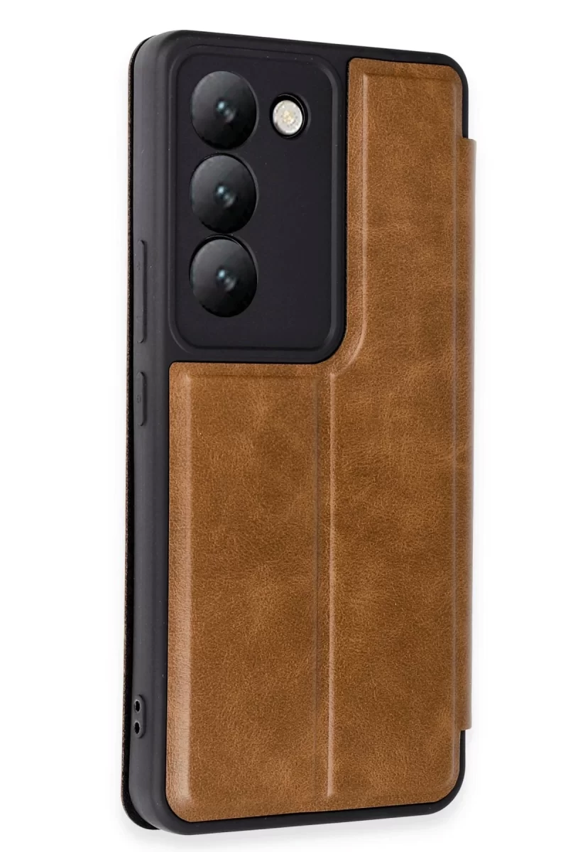 Newface Vivo V30 Lite 4G Kılıf Flip Cover - Taba