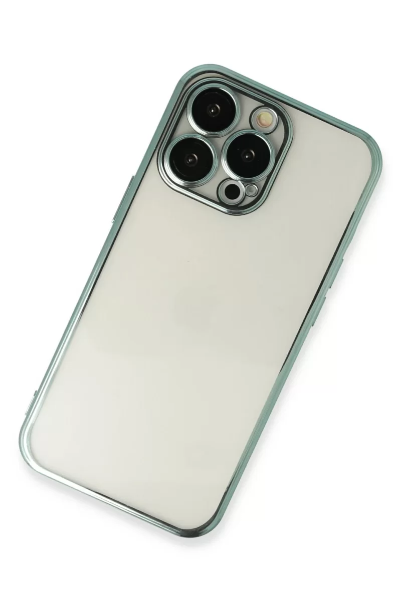 Newface Apple iPhone 13 Pro Kılıf Razer Lensli Silikon - Yeşil