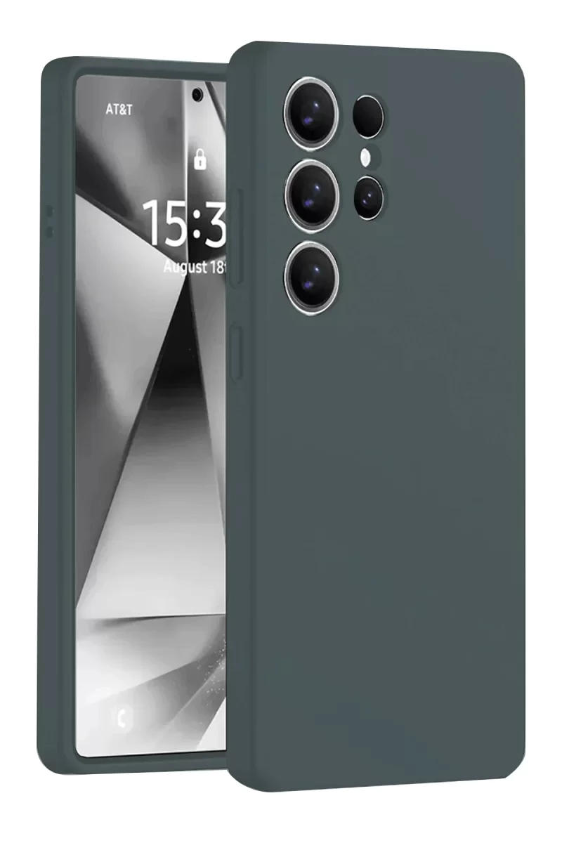 Newface Samsung Galaxy S25 Ultra Kılıf Nano içi Kadife Silikon - Koyu Yeşil