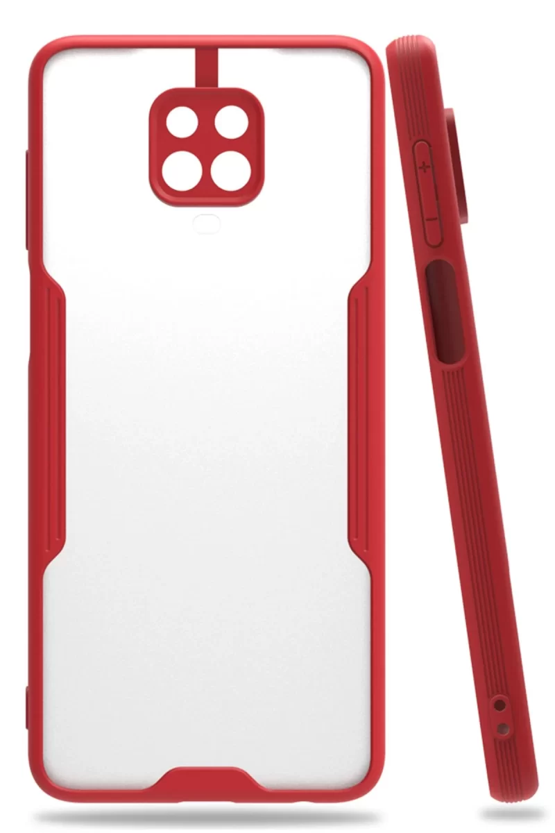 Newface Xiaomi Redmi Note 9S Kılıf Platin Silikon - Kırmızı