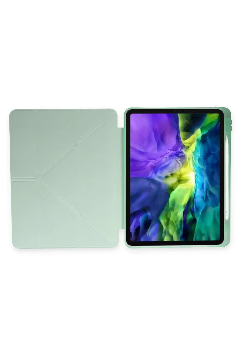 Newface Apple iPad Pro 11 (2024) Kılıf Kalemlikli Mars Tablet Kılıfı - Açık Yeşil