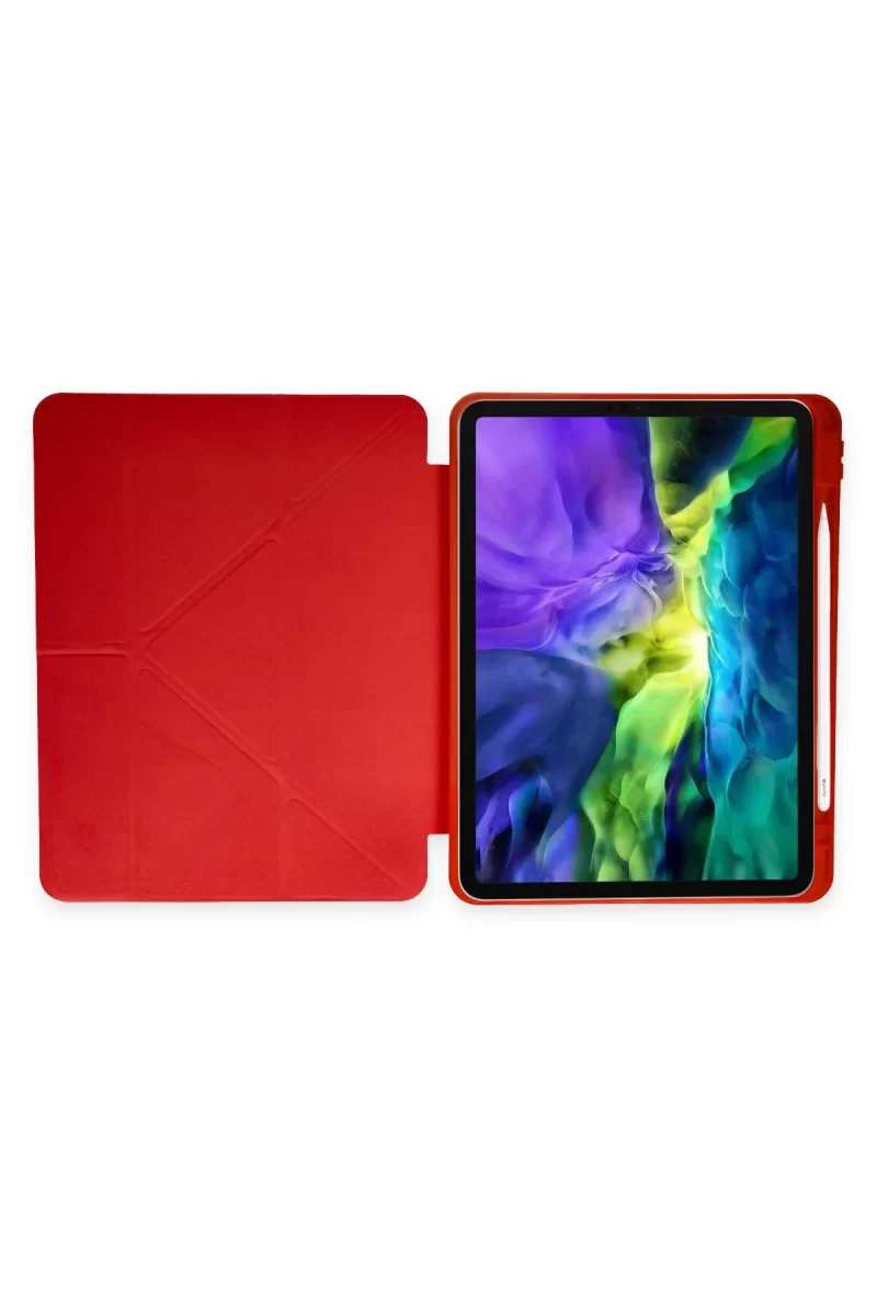 Newface Apple iPad Pro 11 (2024) Kılıf Kalemlikli Mars Tablet Kılıfı - Kırmızı