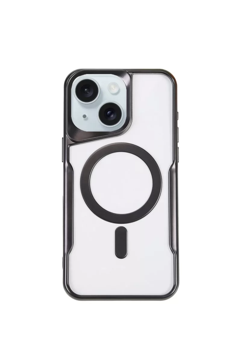 Newface Apple iPhone 15 Plus Kılıf Boyi Magsafe Silikon Kapak - Siyah