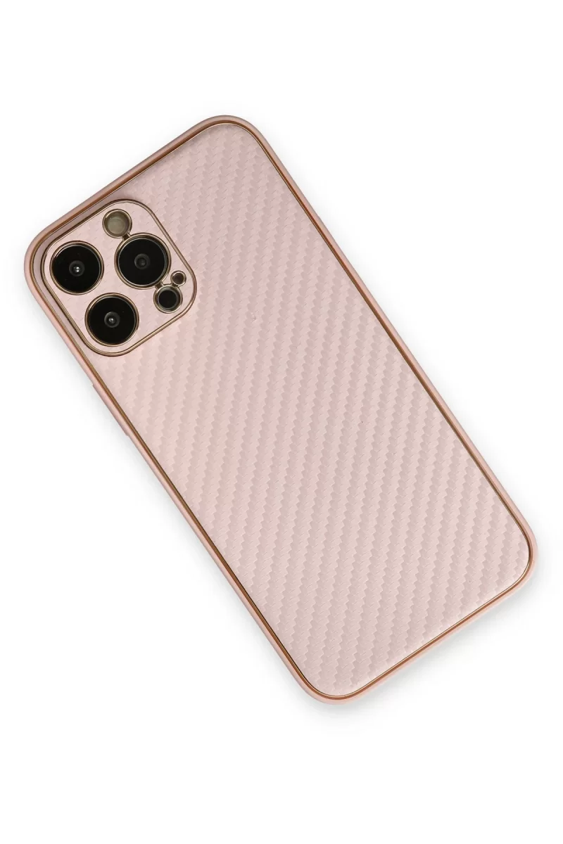 Newface Apple iPhone 13 Pro Kılıf Coco Karbon Silikon - Pembe