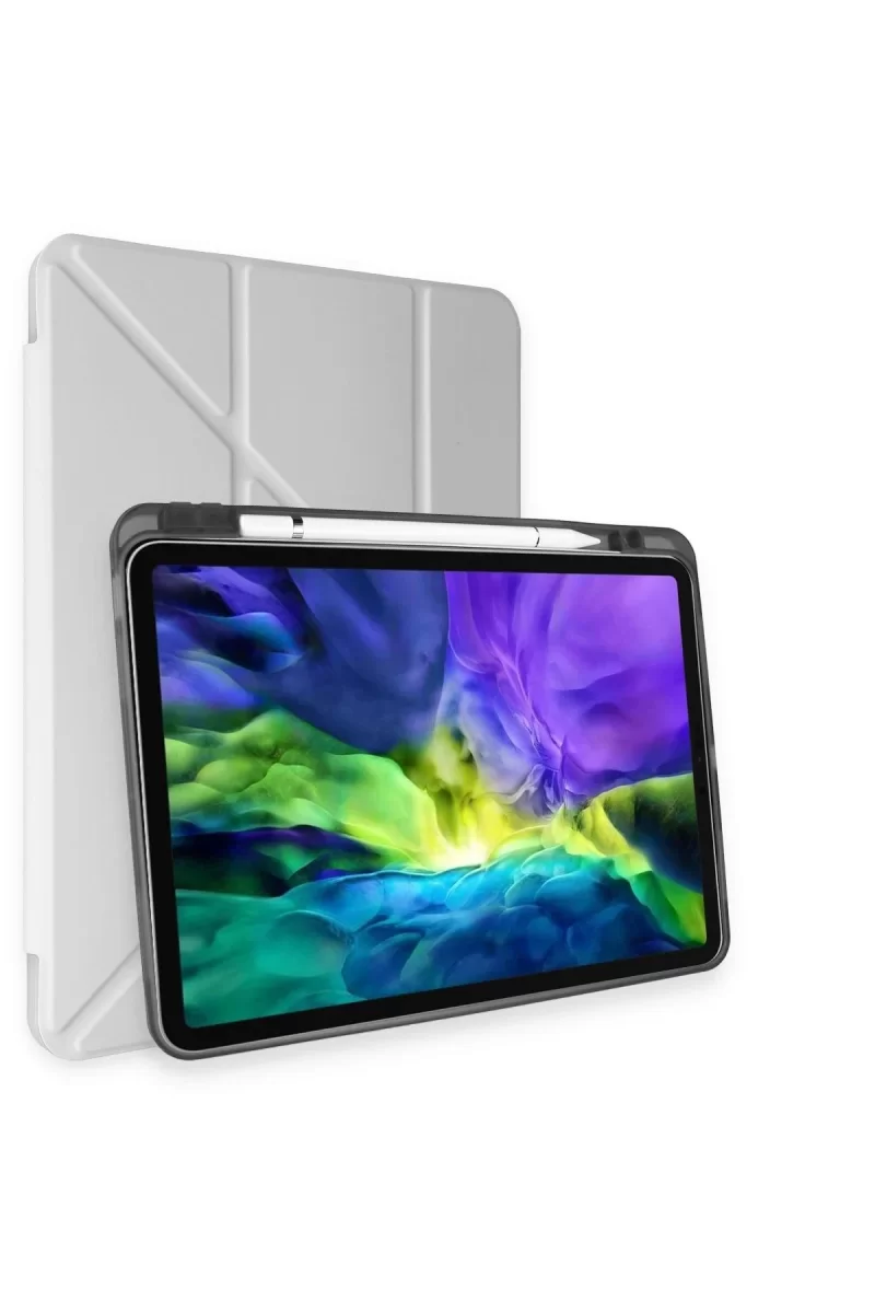 Newface Apple iPad Pro 11 (2024) Kılıf Kalemlikli Mars Tablet Kılıfı - Gri