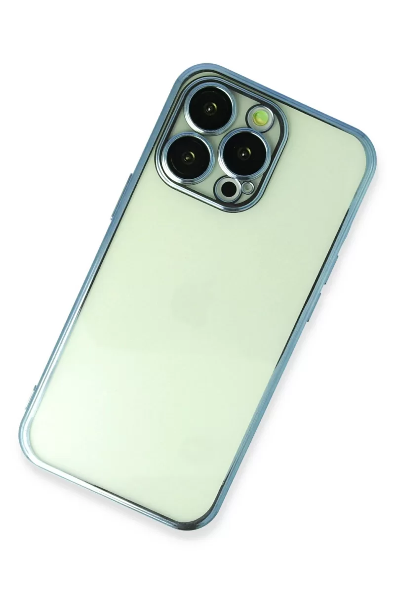 Newface Apple iPhone 13 Pro Kılıf Razer Lensli Silikon - Açık Mavi