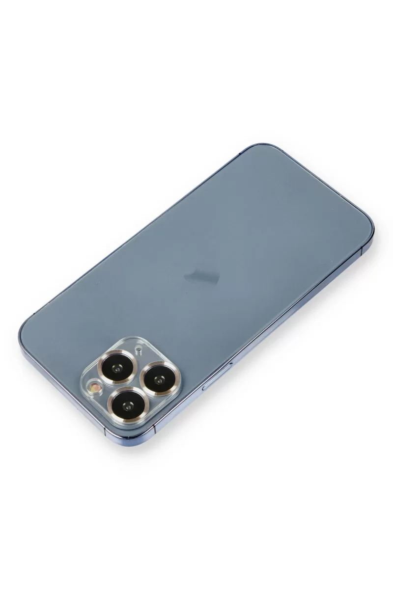 Newface Apple iPhone 11 Pro Max Metal Kamera Lens Koruma Cam - Gold