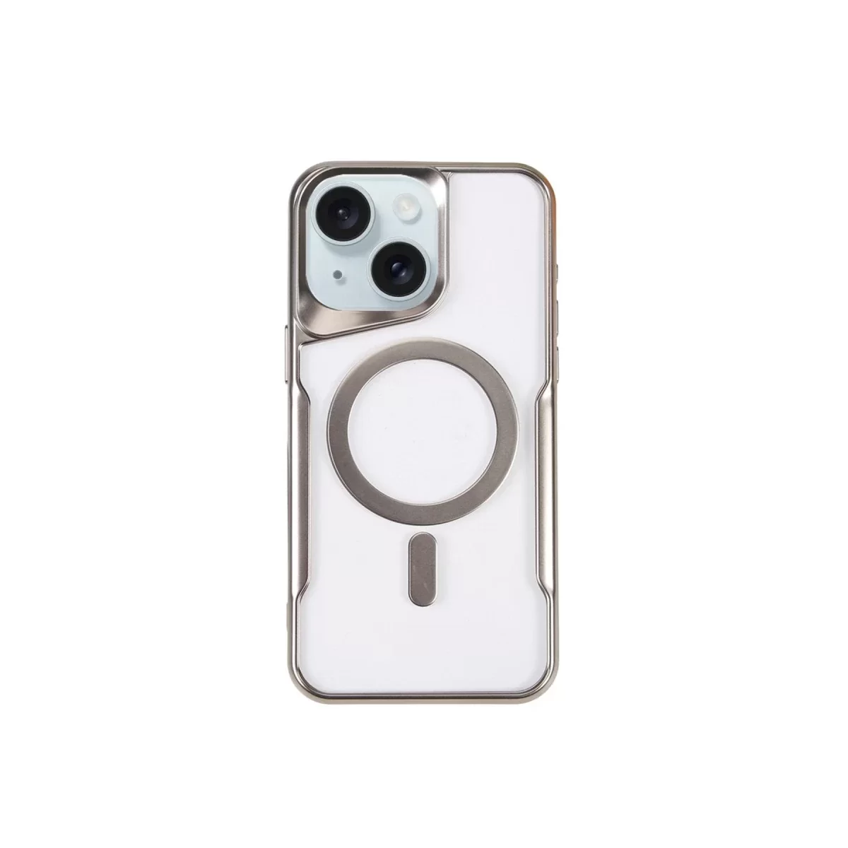 Newface Apple iPhone 15 Plus Kılıf Boyi Magsafe Silikon Kapak - Gümüş
