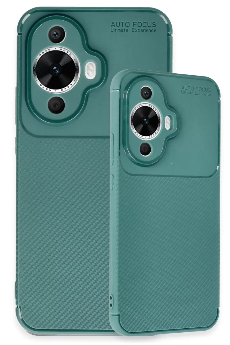 Newface Huawei Nova 12S Kılıf Auto Focus Karbon Kapak - Koyu Yeşil