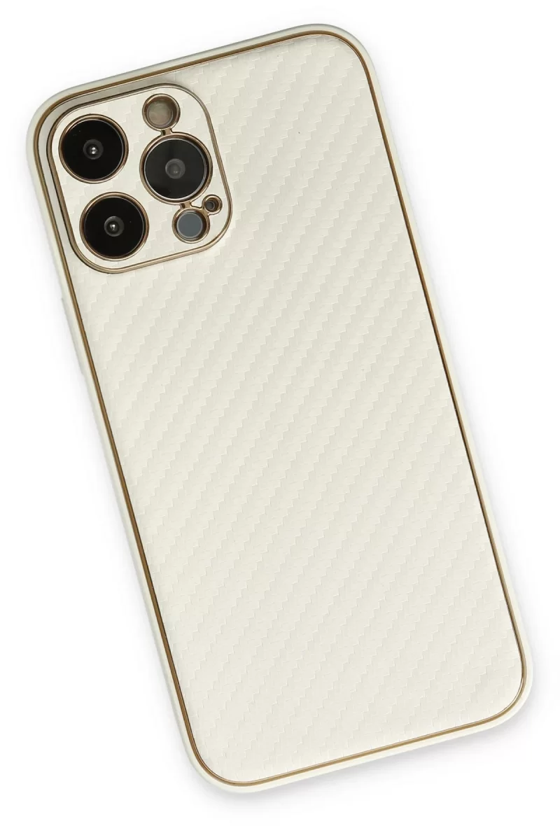 Newface Apple iPhone 13 Pro Kılıf Coco Karbon Silikon - Beyaz