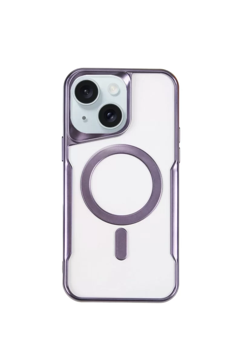 Newface Apple iPhone 15 Plus Kılıf Boyi Magsafe Silikon Kapak - Derin Mor