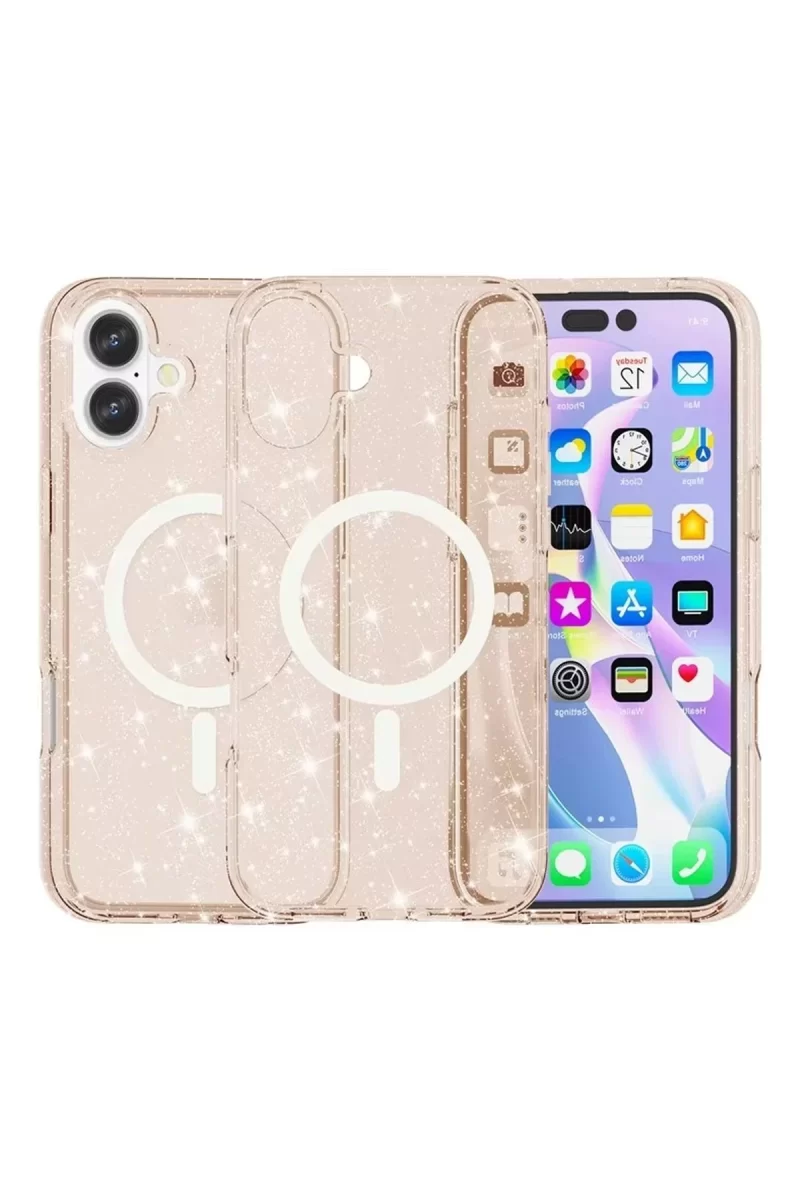 Newface Apple iPhone 16 Plus Kılıf Star Magsafe Kapak - Turuncu