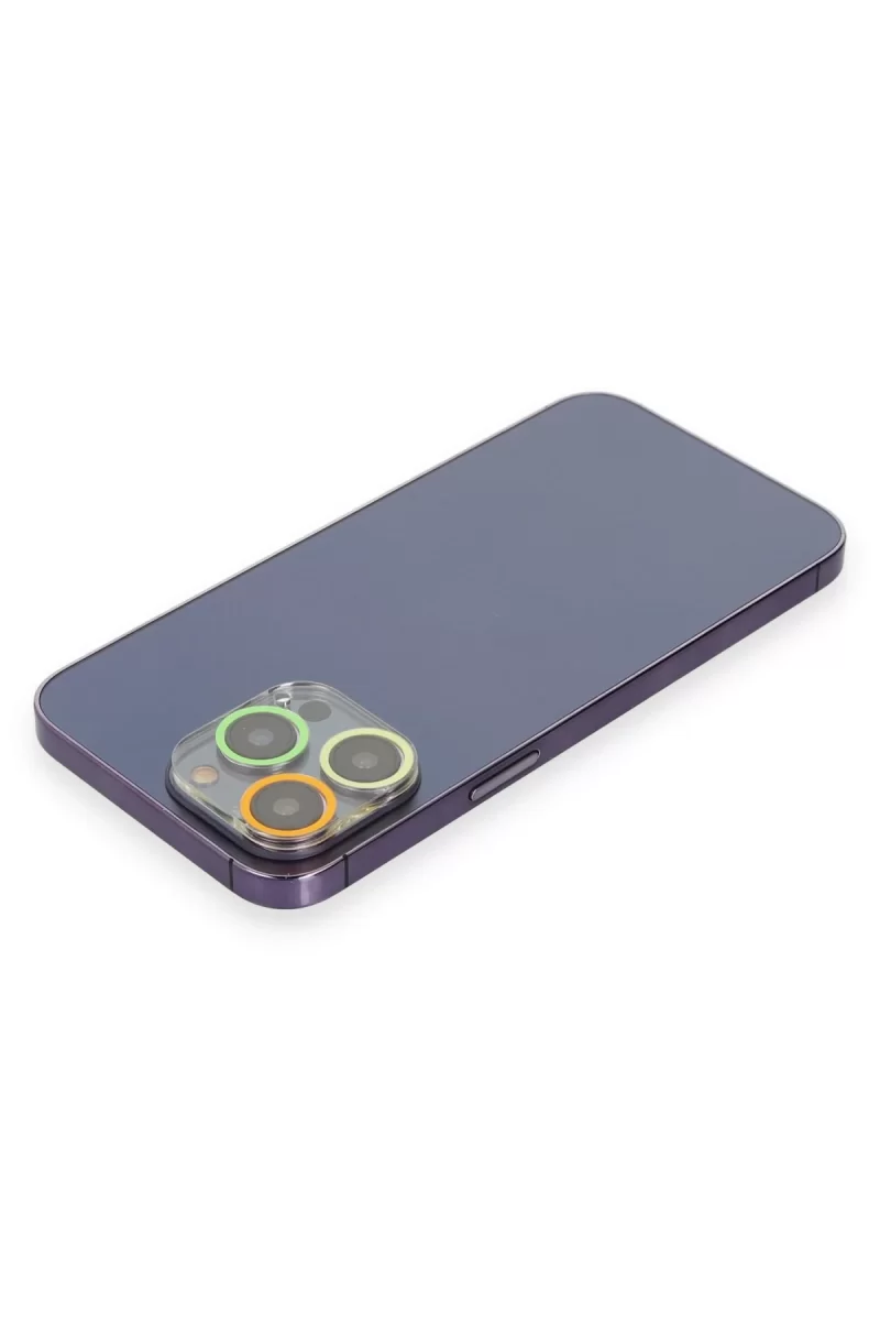 Newface Apple iPhone 13 Pro Renkli Kamera Lens Koruma Cam - Sarı-Turuncu