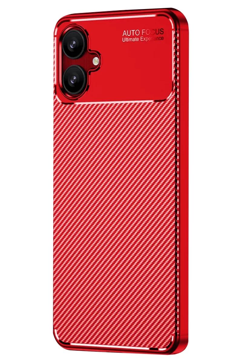 Newface Samsung Galaxy A06 Kılıf Auto Focus Karbon Kapak - Kırmızı