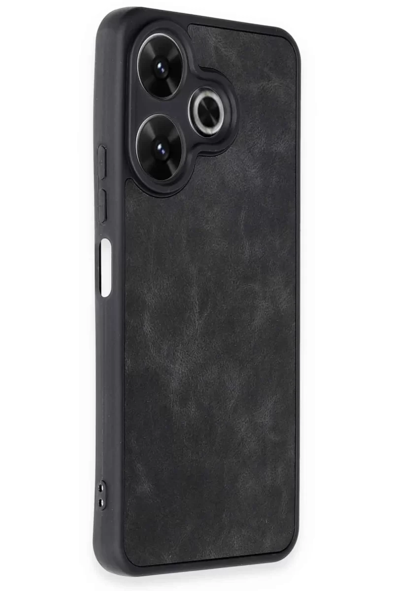Newface Xiaomi Redmi 13 4G Kılıf Aras Deri Kapak - Siyah