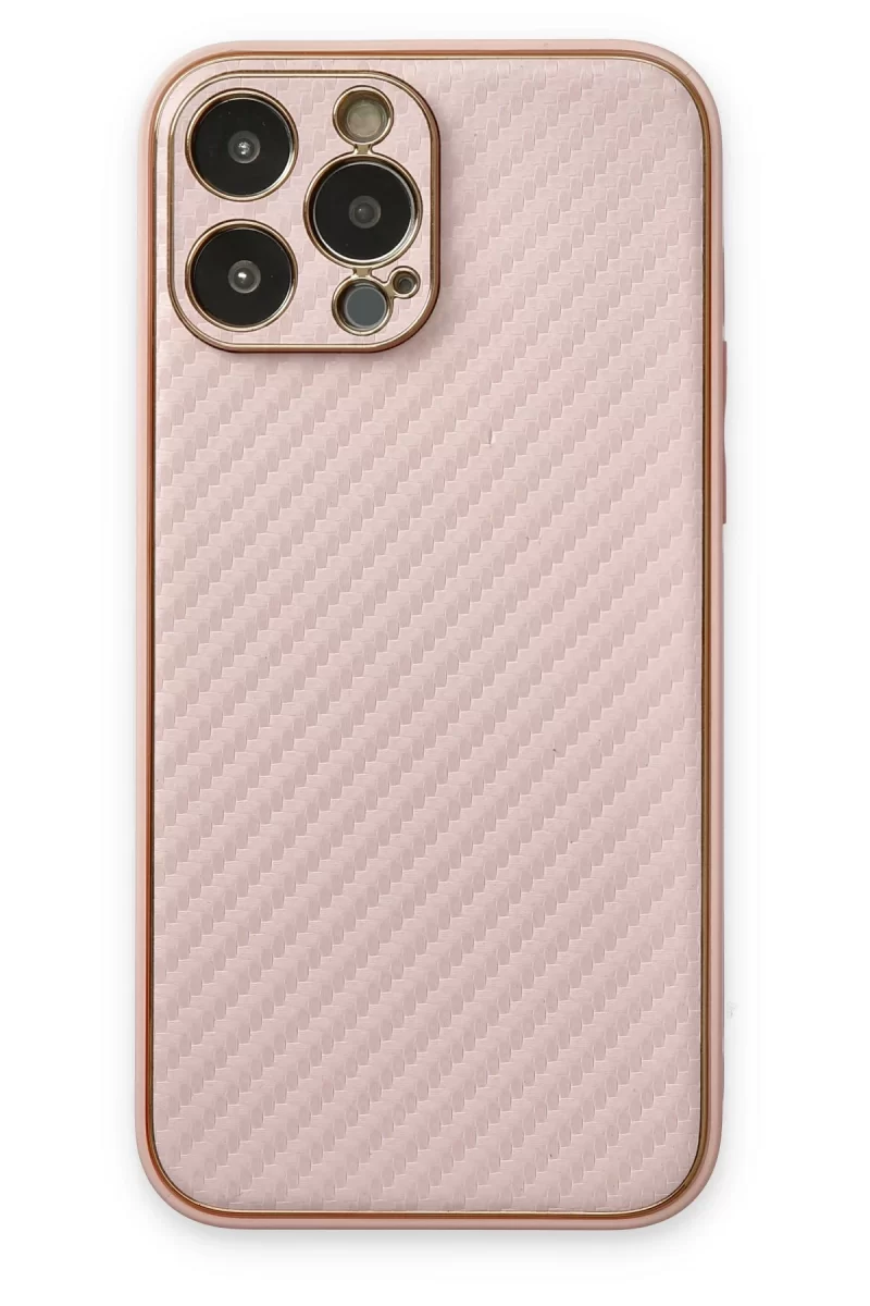 Newface Apple iPhone 13 Pro Max Kılıf Coco Karbon Silikon - Pembe