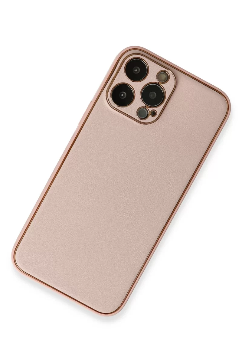 Newface Apple iPhone 13 Pro Kılıf Coco Deri Silikon Kapak - Pembe