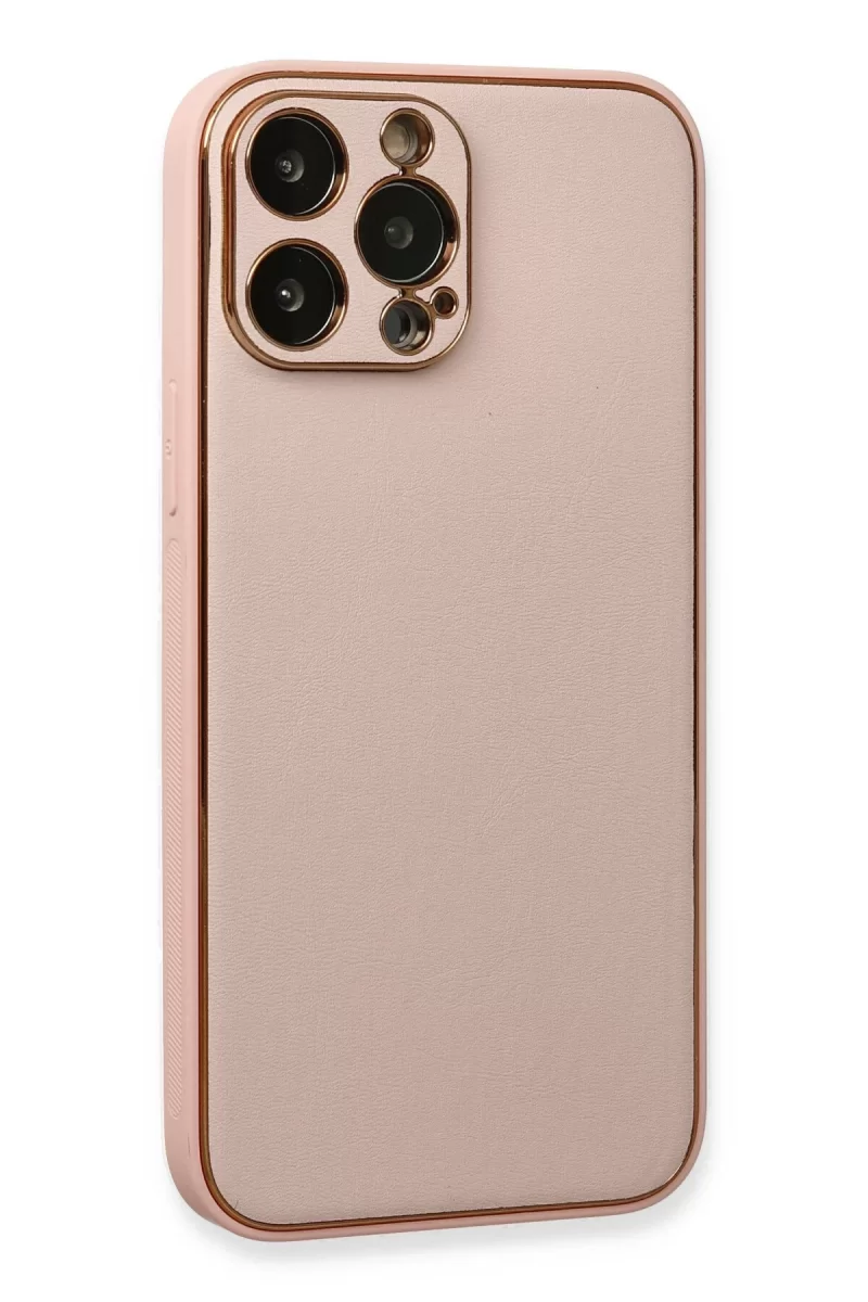 Newface Apple iPhone 13 Pro Kılıf Coco Deri Silikon Kapak - Pembe