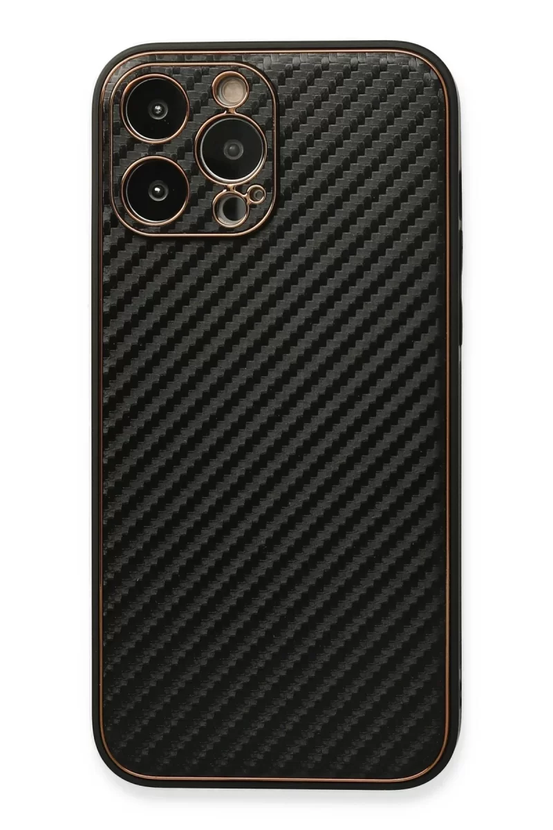 Newface Apple iPhone 13 Pro Max Kılıf Coco Karbon Silikon - Siyah