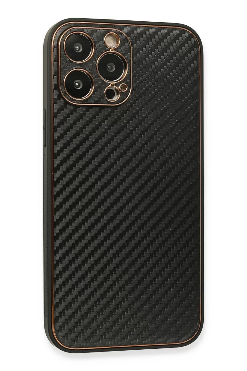 Newface Apple iPhone 13 Pro Max Kılıf Coco Karbon Silikon - Siyah