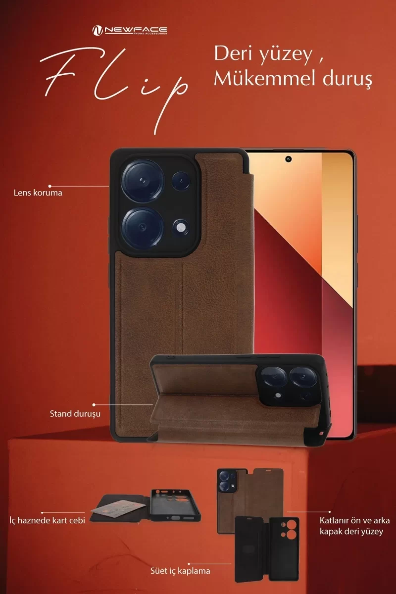 Newface Xiaomi Redmi 13 4G Kılıf Flip Cover - Siyah